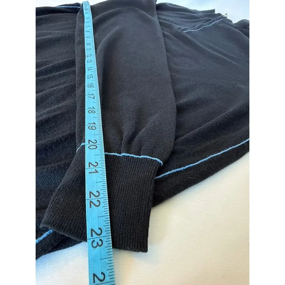 Peter Millar Mens 1/4 Zip Pullover Sweatshirt Black Blue Trim Cotton Cashmere M